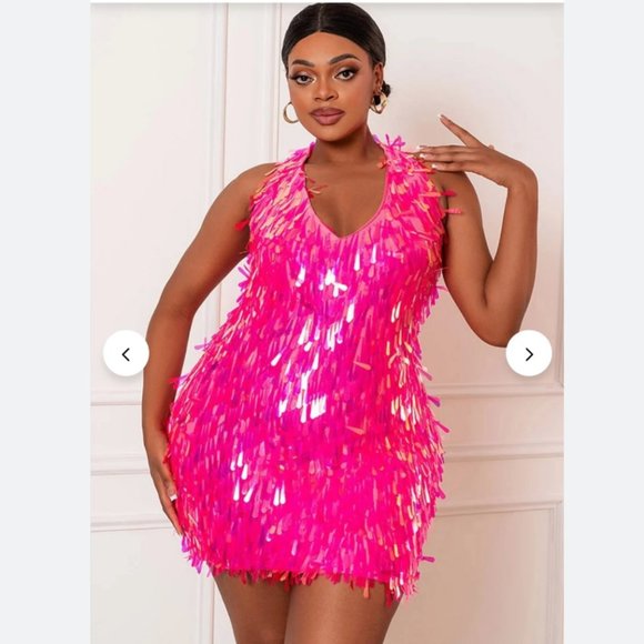 Vibrant Pink Sequin Dress - Picture 1 of 13